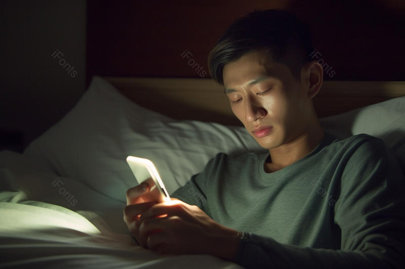 男子躺床上快要睡着了熬夜玩手机摄影背景,高清,摄影图,摄影图片,图片大全,摄影图免费下载